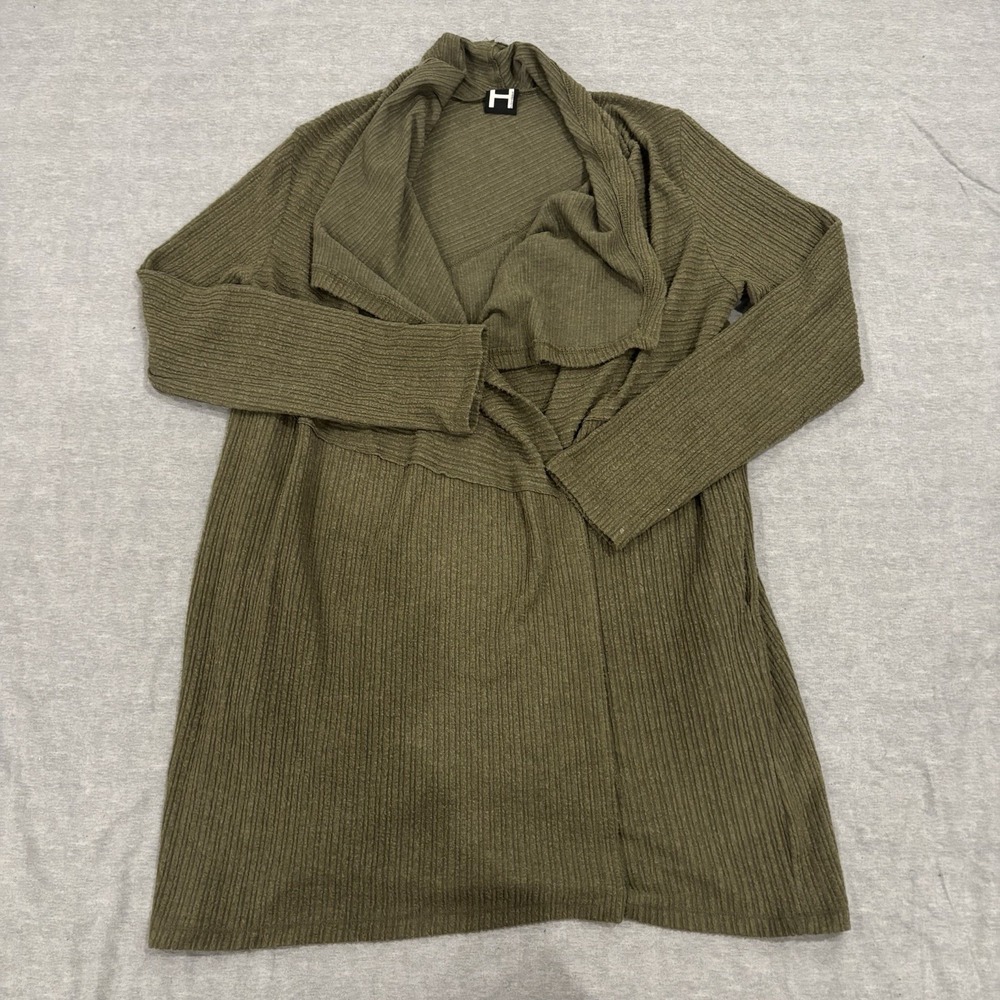 H by Bordeaux Women's XL Cardigan Duster Open Front Long Sleeve Green